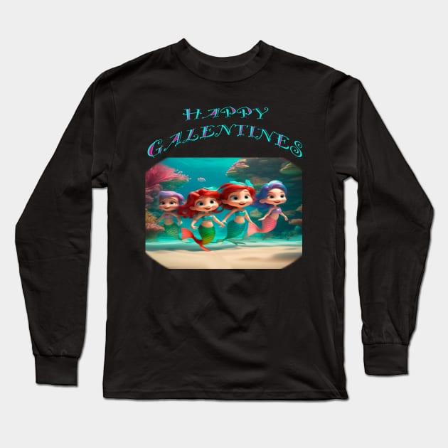 Galentines day mermaids Long Sleeve T-Shirt by sailorsam1805